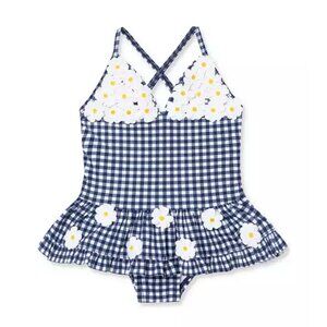 Little Me daisy gingham one piece infant swimsuit 24 months
